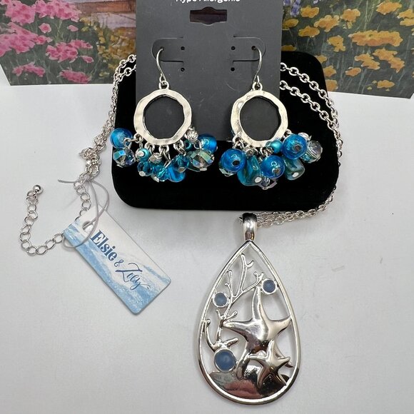 Pure Expressions Hammered Earrings and Elsie & Zoey Necklace - Picture 1 of 5